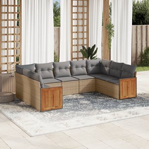 Maison exclusive - salon de jardin avec coussins 9 pcs beige résine tressée