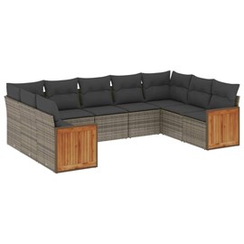 Maison exclusive - salon de jardin 9 pcs avec coussins gris résine tressée