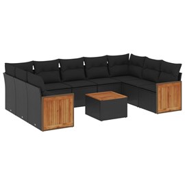 Maison exclusive - salon de jardin 10 pcs avec coussins noir résine tressée