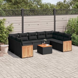 Maison exclusive - salon de jardin 10 pcs avec coussins noir résine tressée
