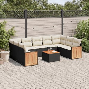 Maison exclusive - salon de jardin 10 pcs avec coussins noir résine tressée