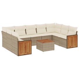 Maison exclusive - salon de jardin avec coussins 10 pcs beige résine tressée