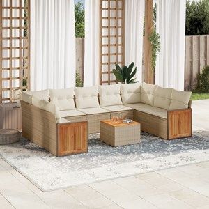 Maison exclusive - salon de jardin avec coussins 10 pcs beige résine tressée
