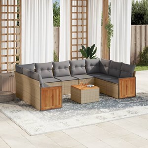 Maison exclusive - salon de jardin avec coussins 10 pcs beige résine tressée