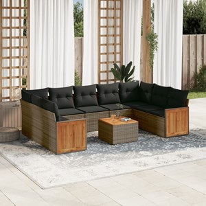 Maison exclusive - salon de jardin avec coussins 10 pcs gris résine tressée