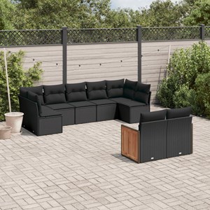 Maison exclusive - salon de jardin 9 pcs avec coussins noir résine tressée