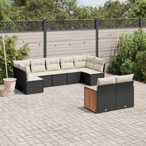 Maison exclusive - salon de jardin 9 pcs avec coussins noir résine tressée
