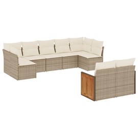 Maison exclusive - salon de jardin avec coussins 9 pcs beige résine tressée