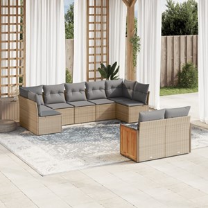 Maison exclusive - salon de jardin avec coussins 9 pcs beige résine tressée