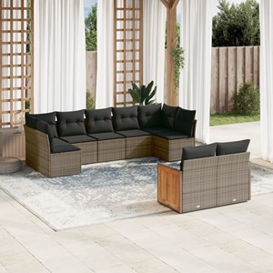 Maison exclusive - salon de jardin 9 pcs avec coussins gris résine tressée