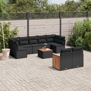 Maison exclusive - salon de jardin 10 pcs avec coussins noir résine tressée