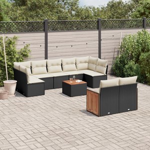 Maison exclusive - salon de jardin 10 pcs avec coussins noir résine tressée