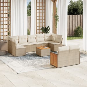 Maison exclusive - salon de jardin avec coussins 10 pcs beige résine tressée