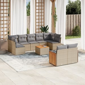 Maison exclusive - salon de jardin avec coussins 10 pcs beige résine tressée