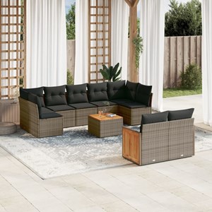Maison exclusive - salon de jardin avec coussins 10 pcs gris résine tressée