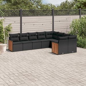 Maison exclusive - salon de jardin 9 pcs avec coussins noir résine tressée