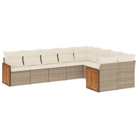 Maison exclusive - salon de jardin avec coussins 9 pcs beige résine tressée