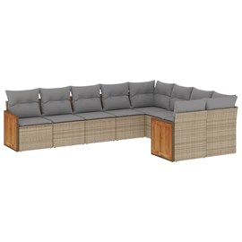 Maison exclusive - salon de jardin avec coussins 9 pcs beige résine tressée