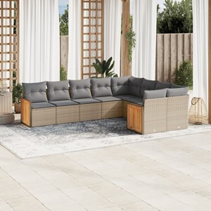 Maison exclusive - salon de jardin avec coussins 9 pcs beige résine tressée