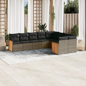 Maison exclusive - salon de jardin 9 pcs avec coussins gris résine tressée