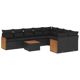 Maison exclusive - salon de jardin 10 pcs avec coussins noir résine tressée