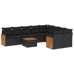 Maison exclusive - salon de jardin 10 pcs avec coussins noir résine tressée