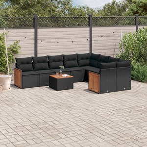 Maison exclusive - salon de jardin 10 pcs avec coussins noir résine tressée