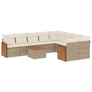 Maison exclusive - salon de jardin avec coussins 10 pcs beige résine tressée