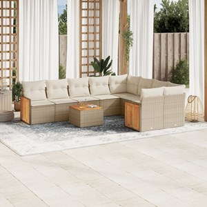 Maison exclusive - salon de jardin avec coussins 10 pcs beige résine tressée