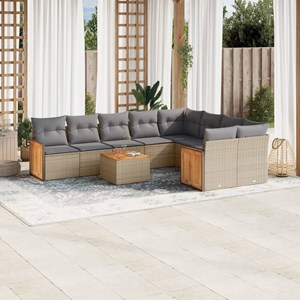 Maison exclusive - salon de jardin avec coussins 10 pcs beige résine tressée