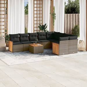 Maison exclusive - salon de jardin avec coussins 10 pcs gris résine tressée