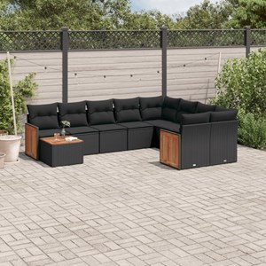 Maison exclusive - salon de jardin 10 pcs avec coussins noir résine tressée