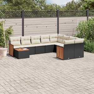 Maison exclusive - salon de jardin 10 pcs avec coussins noir résine tressée