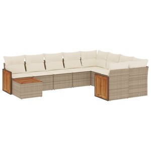 Maison exclusive - salon de jardin avec coussins 10 pcs beige résine tressée