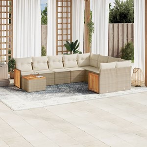 Maison exclusive - salon de jardin avec coussins 10 pcs beige résine tressée