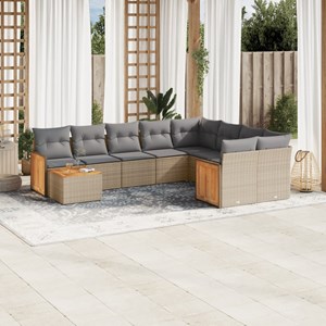 Maison exclusive - salon de jardin avec coussins 10 pcs beige résine tressée