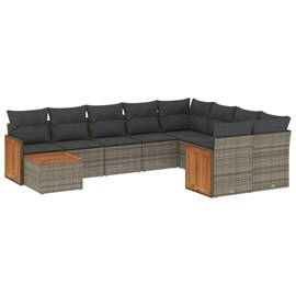 Maison exclusive - salon de jardin avec coussins 10 pcs gris résine tressée