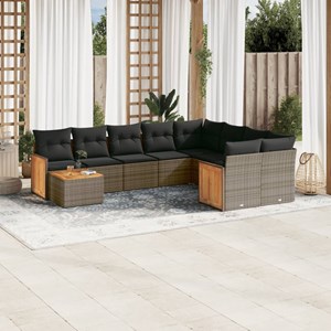 Maison exclusive - salon de jardin avec coussins 10 pcs gris résine tressée