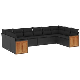 Maison exclusive - salon de jardin 10 pcs avec coussins noir résine tressée