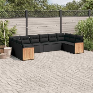 Maison exclusive - salon de jardin 10 pcs avec coussins noir résine tressée