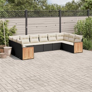 Maison exclusive - salon de jardin 10 pcs avec coussins noir résine tressée