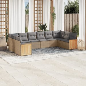 Maison exclusive - salon de jardin avec coussins 10 pcs beige résine tressée