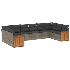 Maison exclusive - salon de jardin avec coussins 10 pcs gris résine tressée