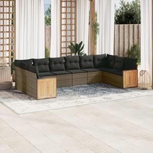 Maison exclusive - salon de jardin avec coussins 10 pcs gris résine tressée