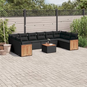 Maison exclusive - salon de jardin 11 pcs avec coussins noir résine tressée