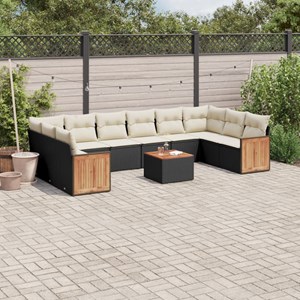 Maison exclusive - salon de jardin 11 pcs avec coussins noir résine tressée