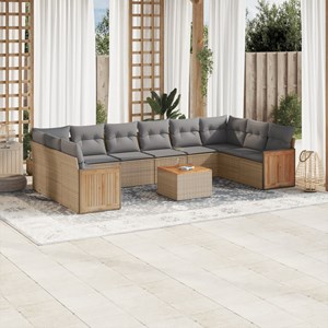 Maison exclusive - salon de jardin 11 pcs avec coussins beige résine tressée