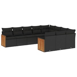 Maison exclusive - salon de jardin 10 pcs avec coussins noir résine tressée