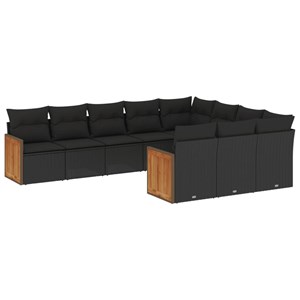 Maison exclusive - salon de jardin 10 pcs avec coussins noir résine tressée