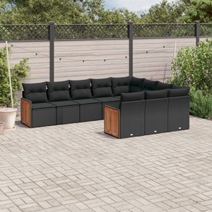 Maison exclusive - salon de jardin 10 pcs avec coussins noir résine tressée